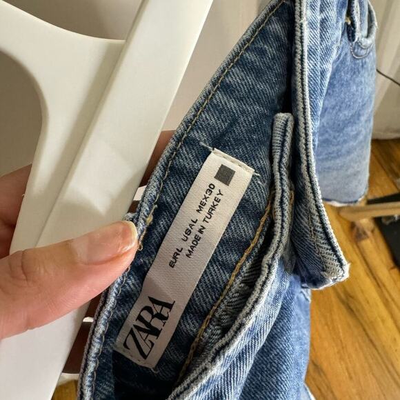 Zara Ripped denim Mini Skirt blue women size Large - Picture 9 of 10